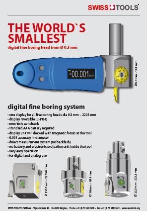 The world's smallest digital fine boring head from Ø 0.3 mm